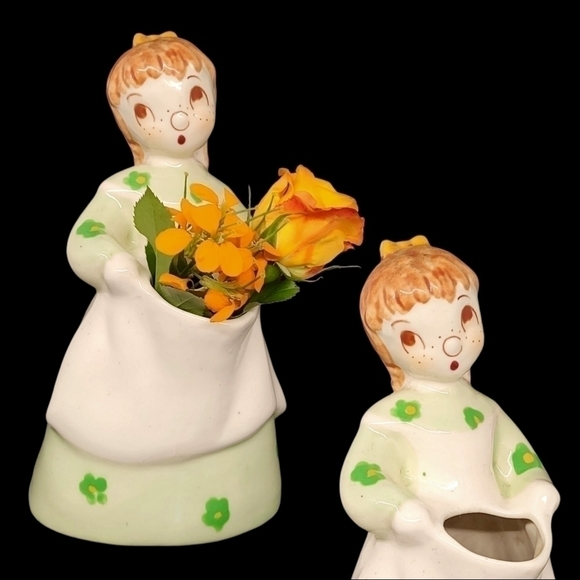 Vintage California Pottery DELEE? Rare freckled girl planter vase - Picture 6 of 10